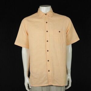 The Territory Ahead Button Down Shirt Mens Large Peach Orange Embossed Cotton